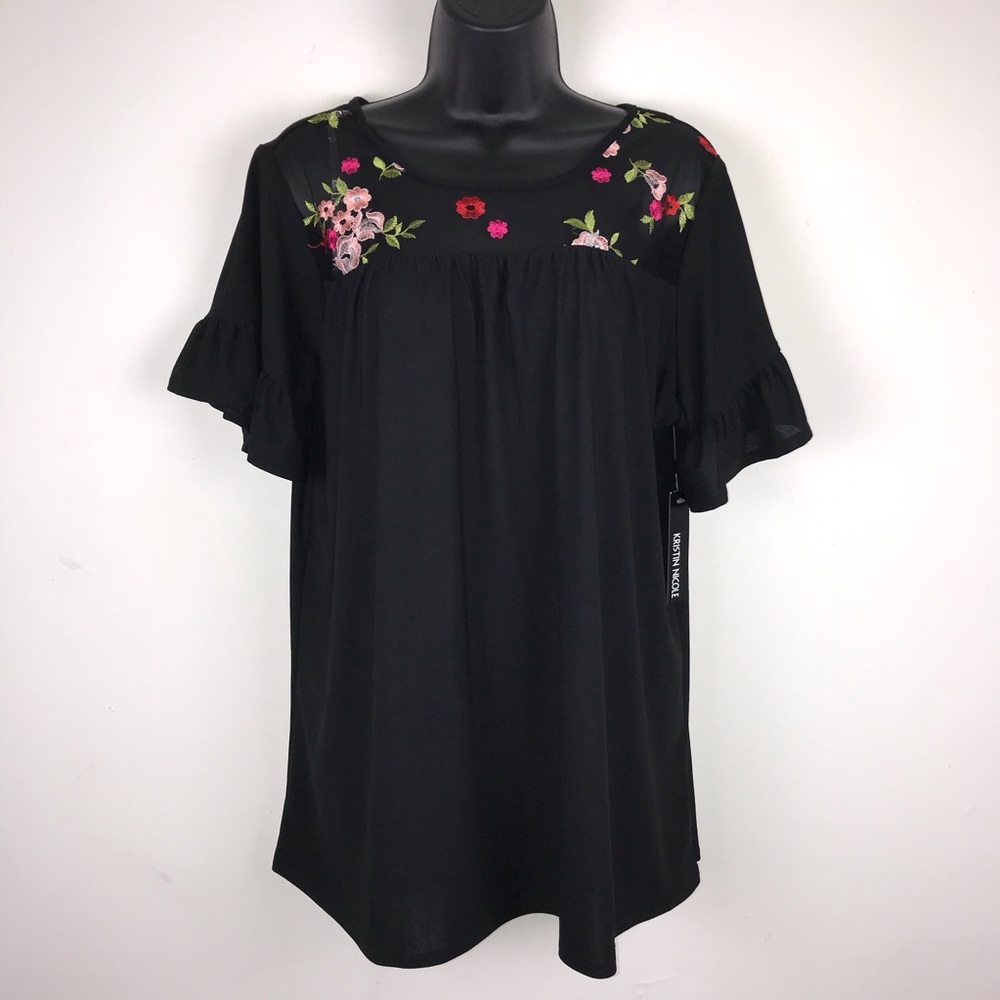Kristin Nicole Black Sheer Blouse